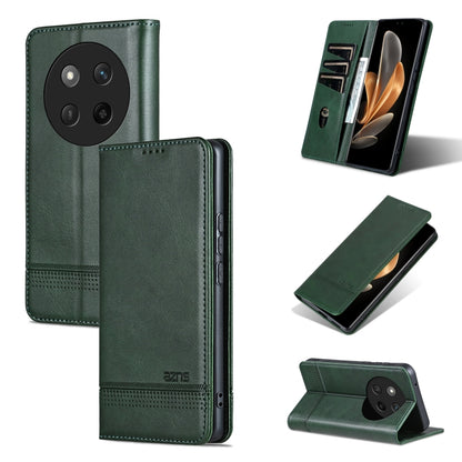 For Honor X60 Pro AZNS Magnetic Calf Texture Flip Leather Phone Case(Dark Green) by AZNS
