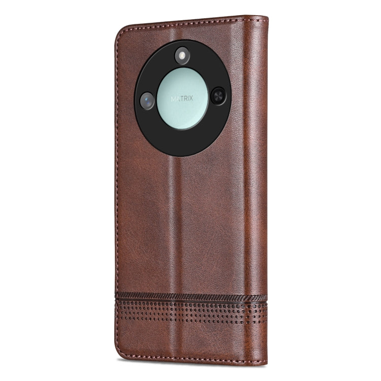 For Honor X60 AZNS Magnetic Calf Texture Flip Leather Phone Case(Dark Brown) by AZNS