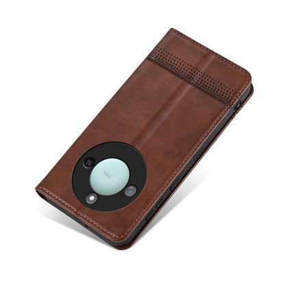 For Honor X60 AZNS Magnetic Calf Texture Flip Leather Phone Case(Dark Brown) by AZNS