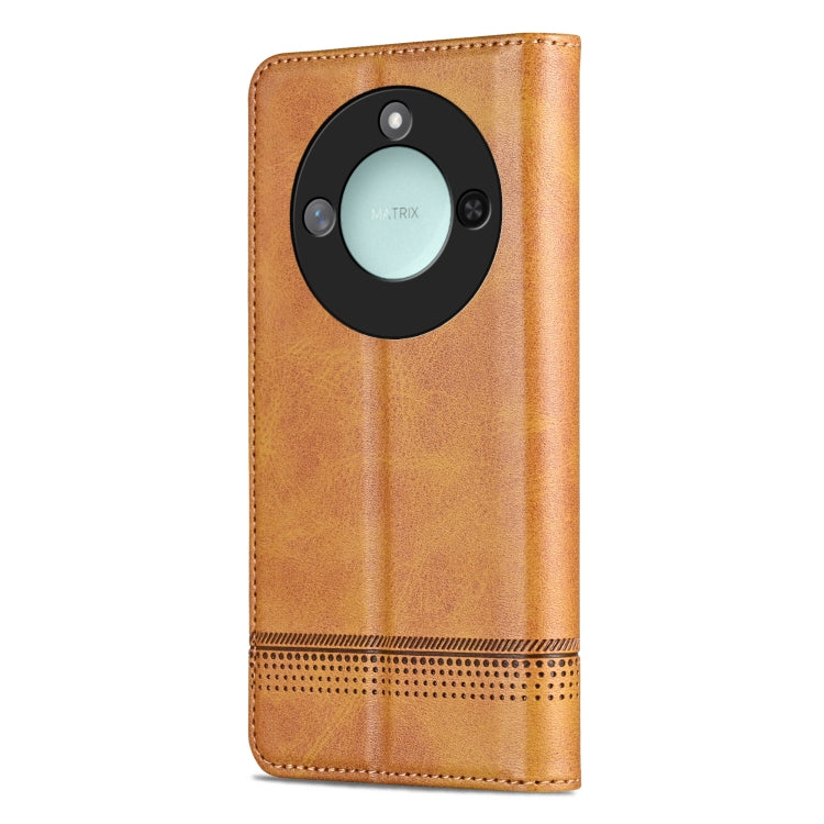 For Honor X60 AZNS Magnetic Calf Texture Flip Leather Phone Case(Light Brown) by AZNS