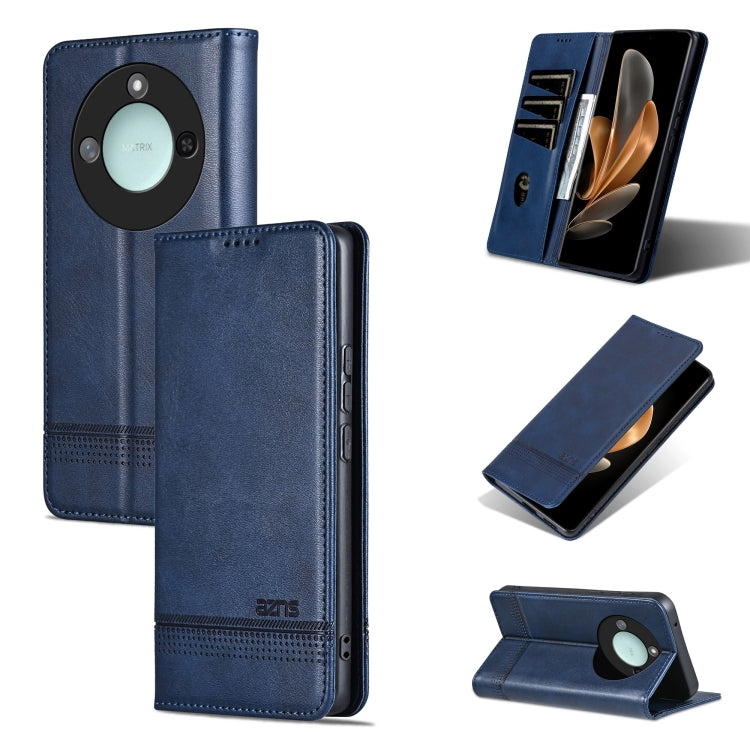 For Honor X60 AZNS Magnetic Calf Texture Flip Leather Phone Case(Dark Blue) by AZNS