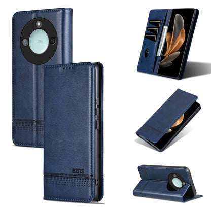 For Honor X60 AZNS Magnetic Calf Texture Flip Leather Phone Case(Dark Blue) by AZNS
