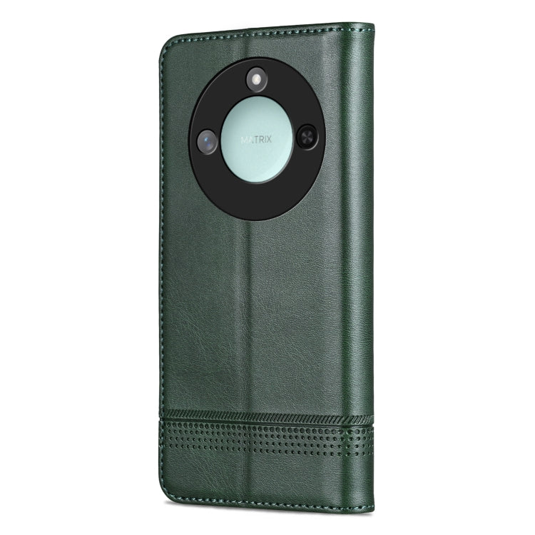 For Honor X60 AZNS Magnetic Calf Texture Flip Leather Phone Case(Dark Green) by AZNS