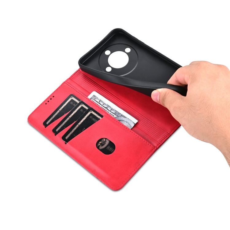 For Honor X60 AZNS Magnetic Calf Texture Flip Leather Phone Case(Red) by AZNS