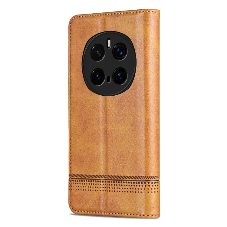 For Honor Magic7 Pro AZNS Magnetic Calf Texture Flip Leather Phone Case(Light Brown) by AZNS