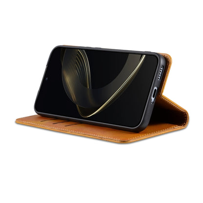 For Honor Magic7 Pro AZNS Magnetic Calf Texture Flip Leather Phone Case(Light Brown) by AZNS