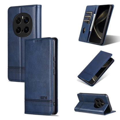 For Honor Magic7 Pro AZNS Magnetic Calf Texture Flip Leather Phone Case(Dark Blue) by AZNS