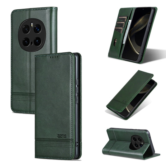 For Honor Magic7 Pro AZNS Magnetic Calf Texture Flip Leather Phone Case(Dark Green) by AZNS