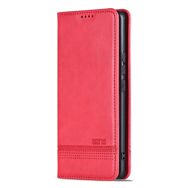 For Honor Magic7 Pro AZNS Magnetic Calf Texture Flip Leather Phone Case(Red) by AZNS