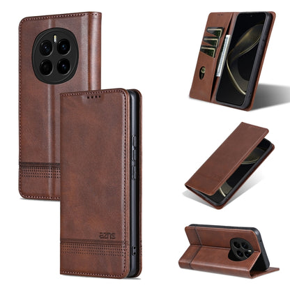 For Honor Magic7 AZNS Magnetic Calf Texture Flip Leather Phone Case(Dark Brown) by AZNS