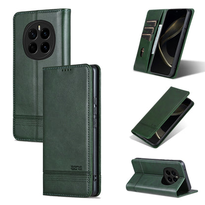 For Honor Magic7 AZNS Magnetic Calf Texture Flip Leather Phone Case(Dark Green) by AZNS