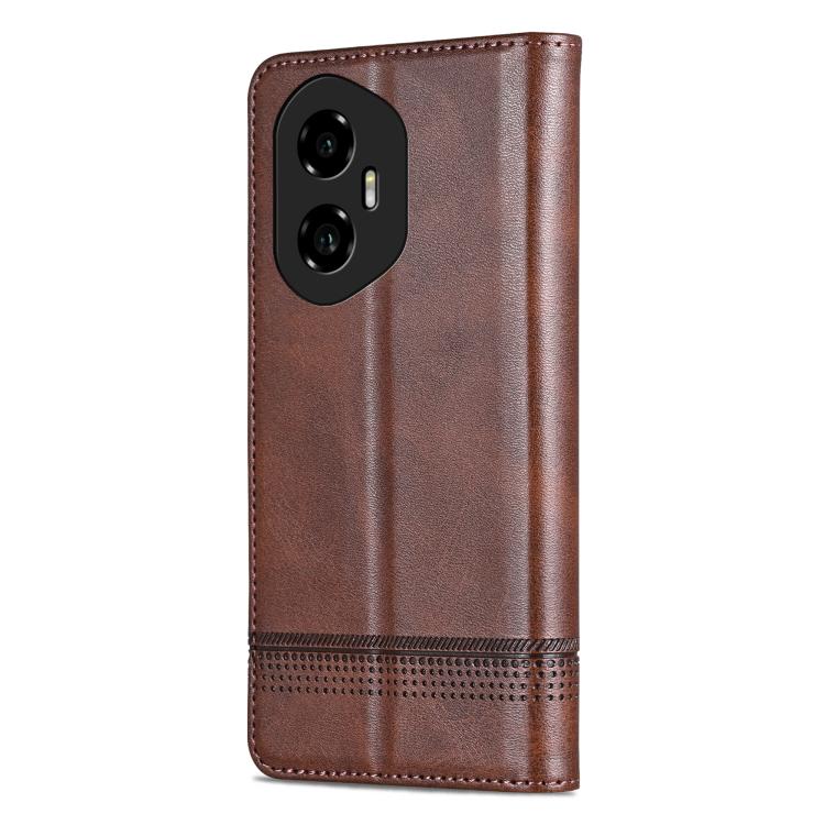 For Honor 300 AZNS Magnetic Calf Texture Flip Leather Phone Case(Dark Brown) by AZNS