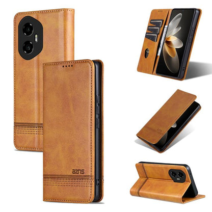 For Honor 300 AZNS Magnetic Calf Texture Flip Leather Phone Case(Light Brown) by AZNS