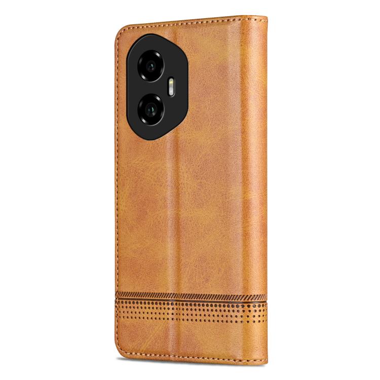 For Honor 300 AZNS Magnetic Calf Texture Flip Leather Phone Case(Light Brown) by AZNS