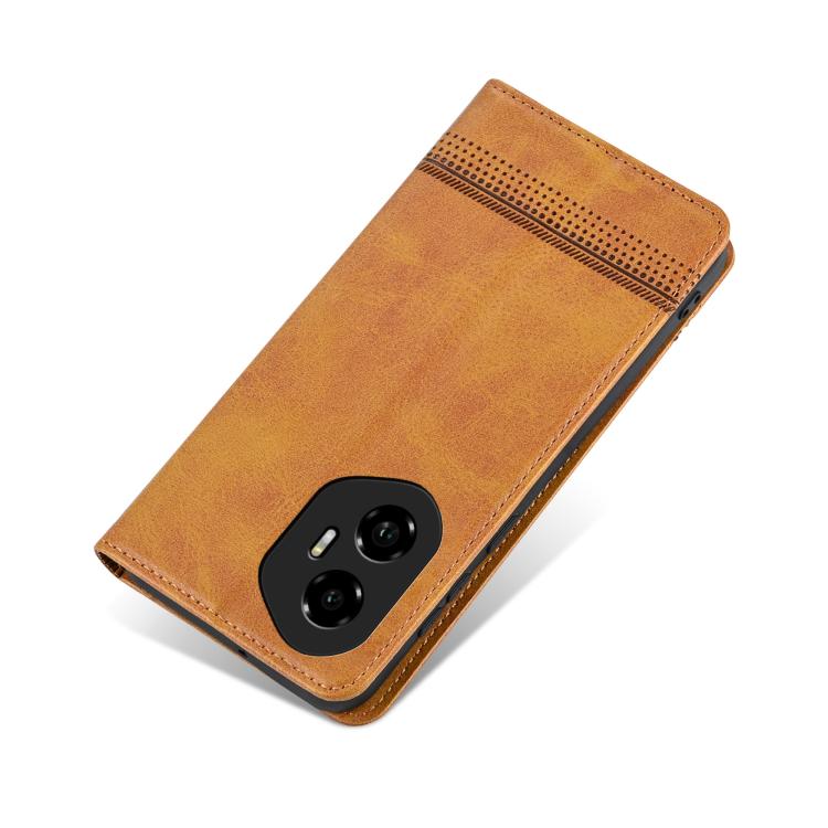 For Honor 300 AZNS Magnetic Calf Texture Flip Leather Phone Case(Light Brown) by AZNS