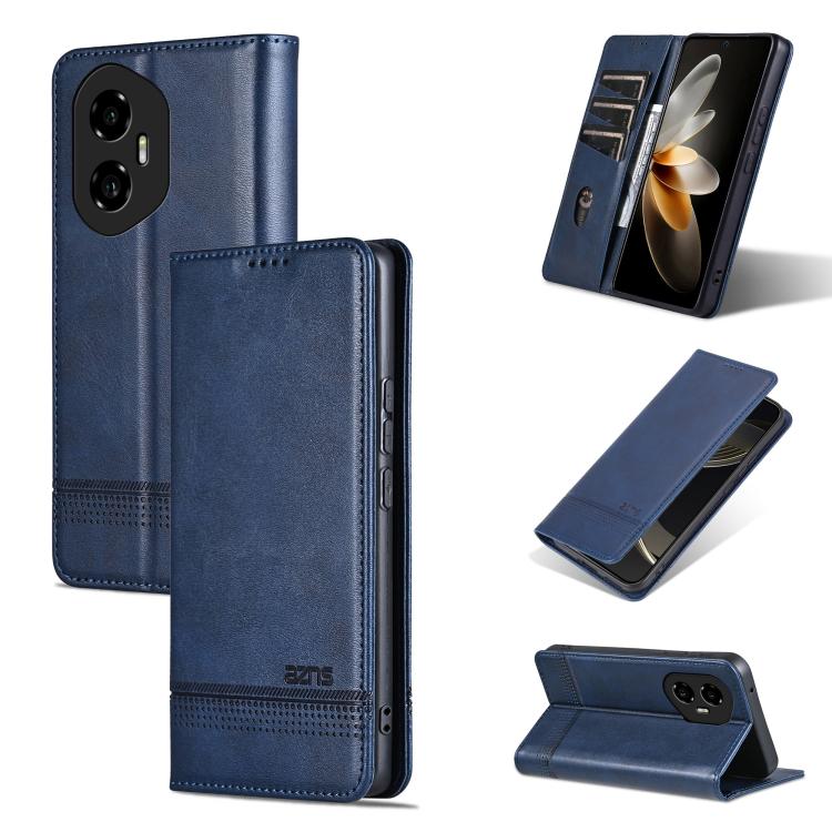For Honor 300 AZNS Magnetic Calf Texture Flip Leather Phone Case(Dark Blue) by AZNS