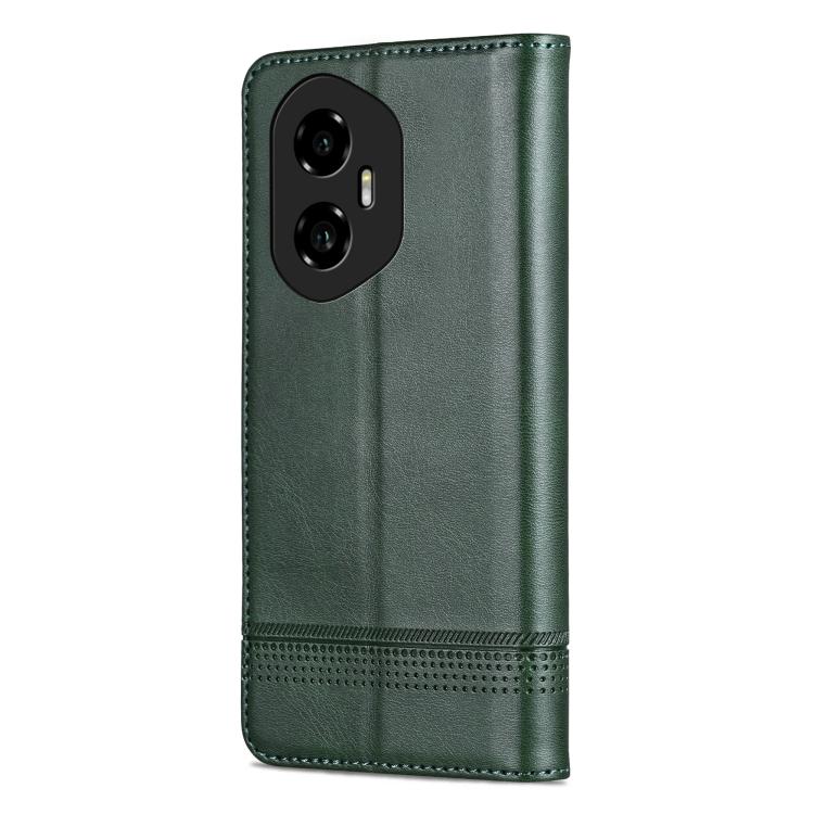 For Honor 300 AZNS Magnetic Calf Texture Flip Leather Phone Case(Dark Green) by AZNS