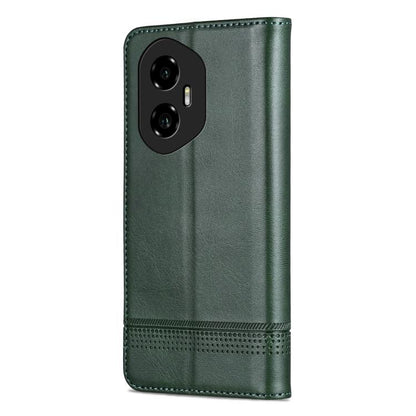 For Honor 300 AZNS Magnetic Calf Texture Flip Leather Phone Case(Dark Green) by AZNS