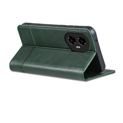 For Honor 300 AZNS Magnetic Calf Texture Flip Leather Phone Case(Dark Green) by AZNS