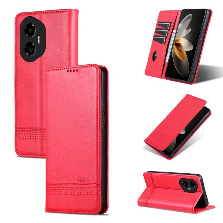 For Honor 300 AZNS Magnetic Calf Texture Flip Leather Phone Case(Red) by AZNS
