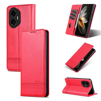 For Honor 300 AZNS Magnetic Calf Texture Flip Leather Phone Case(Red) by AZNS