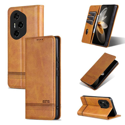 For Honor 300 Pro AZNS Magnetic Calf Texture Flip Leather Phone Case(Light Brown) by AZNS