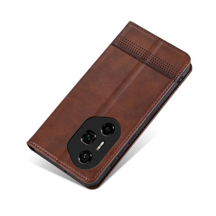 For Honor 300 Ultra AZNS Magnetic Calf Texture Flip Leather Phone Case(Dark Brown) by AZNS