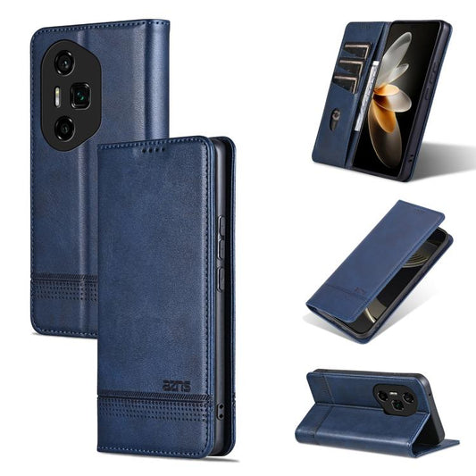 For Honor 300 Ultra AZNS Magnetic Calf Texture Flip Leather Phone Case(Dark Blue) by AZNS