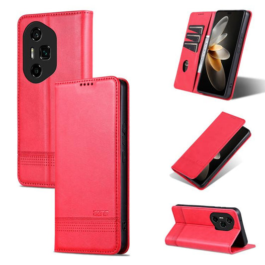 For Honor 300 Ultra AZNS Magnetic Calf Texture Flip Leather Phone Case(Red) by AZNS
