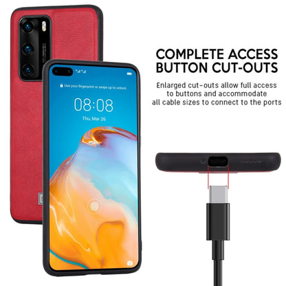 For Huawei P40 SULADA Shockproof TPU + Handmade Leather Protective Case(Grey) by SULADA