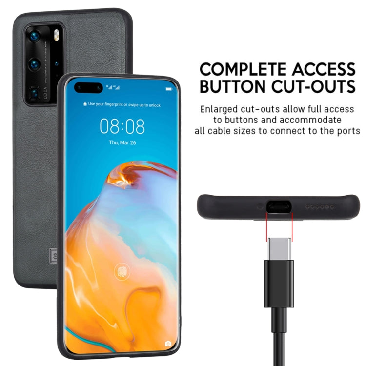 For Huawei P40 Pro SULADA Shockproof TPU + Handmade Leather Protective Case(Brown) by SULADA