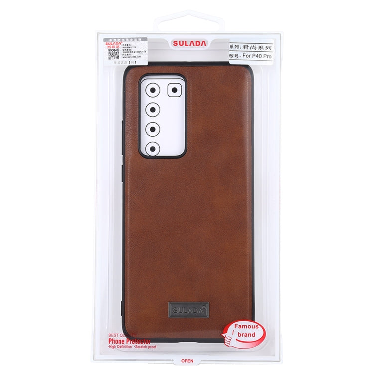 For Huawei P40 Pro SULADA Shockproof TPU + Handmade Leather Protective Case(Brown) by SULADA