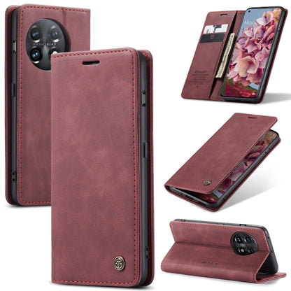 For OnePlus 11 CaseMe 013 Multifunctional Horizontal Flip Leather Phone Case(Wine Red) by CaseMe