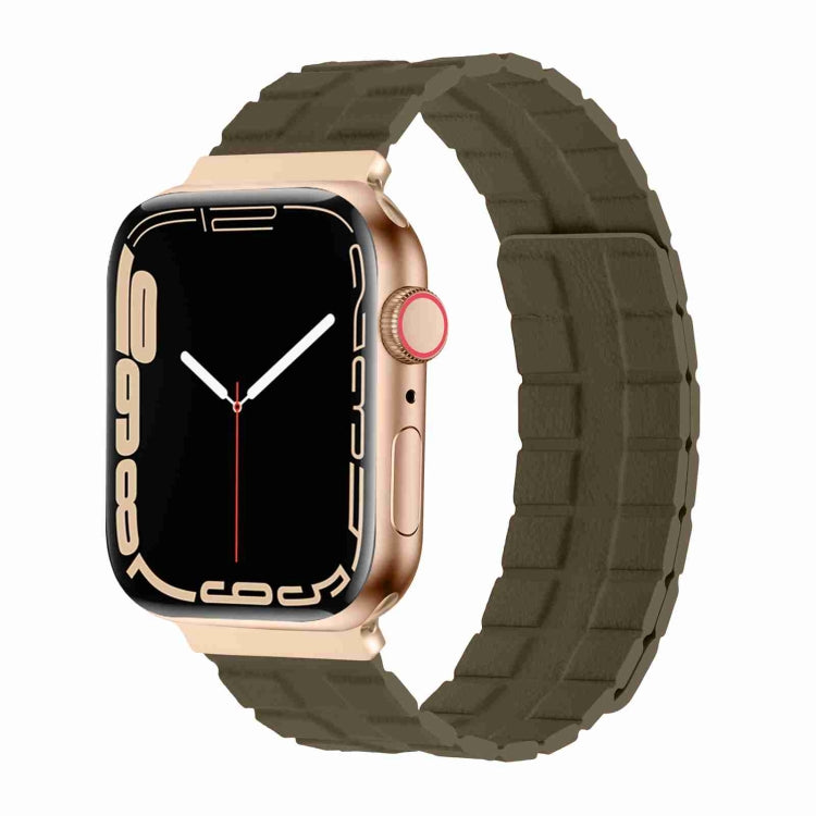 Square Two-section Leather Magnetic Watch Band For Apple Watch Ultra 49mm&Watch Ultra 2 49mm / Series 9&8&7 45mm / SE 3&SE 2&6&SE&5&4 44mm / 3&2&1 42mm(Brown) by bashfashion