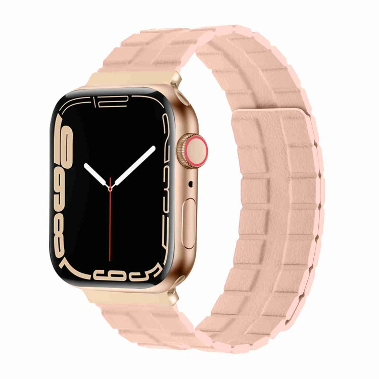 Square Two-section Leather Magnetic Watch Band For Apple Watch Ultra 49mm&Watch Ultra 2 49mm / Series 9&8&7 45mm / SE 3&SE 2&6&SE&5&4 44mm / 3&2&1 42mm(Pink) by bashfashion