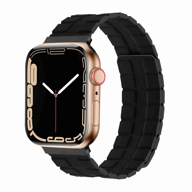 Square Two-section Leather Magnetic Watch Band For Apple Watch Ultra 49mm&Watch Ultra 2 49mm / Series 9&8&7 45mm / SE 3&SE 2&6&SE&5&4 44mm / 3&2&1 42mm(Black) by bashfashion