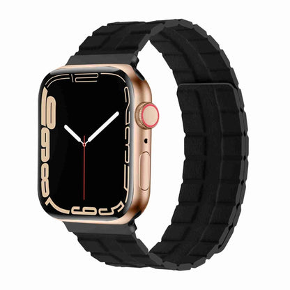 Square Two-section Leather Magnetic Watch Band For Apple Watch Ultra 49mm&Watch Ultra 2 49mm / Series 9&8&7 45mm / SE 3&SE 2&6&SE&5&4 44mm / 3&2&1 42mm(Black) by bashfashion