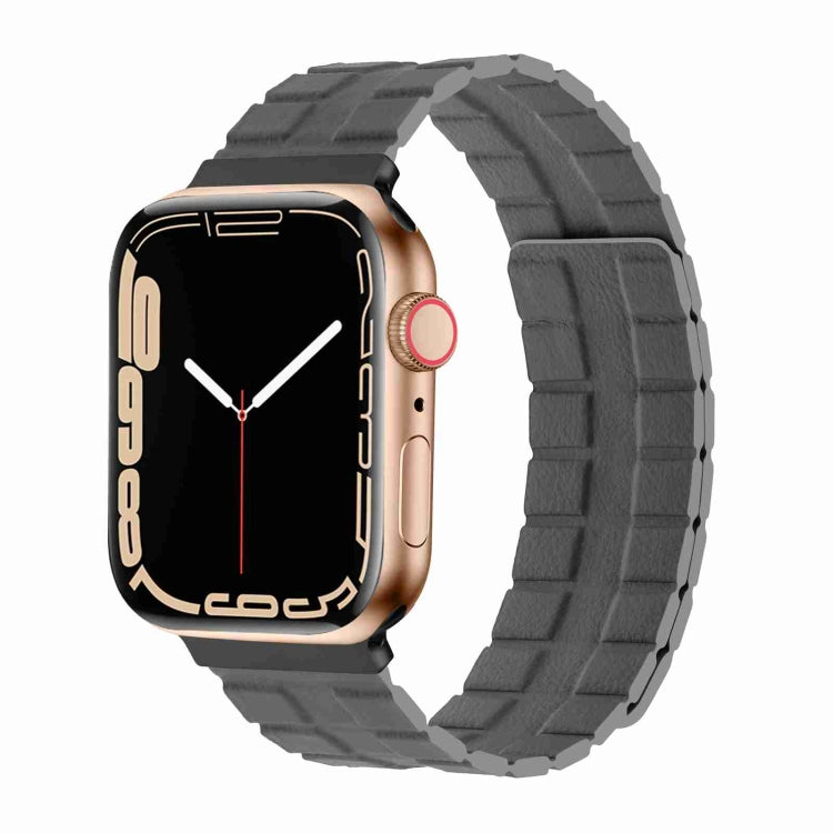 Square Two-section Leather Magnetic Watch Band For Apple Watch Ultra 49mm&Watch Ultra 2 49mm / Series 9&8&7 45mm / SE 3&SE 2&6&SE&5&4 44mm / 3&2&1 42mm(Space Grey) by bashfashion