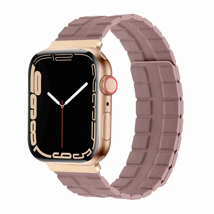 Square Two-section Leather Magnetic Watch Band For Apple Watch Ultra 49mm&Watch Ultra 2 49mm / Series 9&8&7 45mm / SE 3&SE 2&6&SE&5&4 44mm / 3&2&1 42mm(Rose Pink) by bashfashion