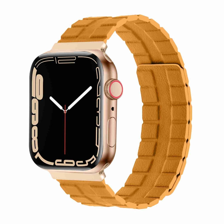 Square Two-section Leather Magnetic Watch Band For Apple Watch Ultra 49mm&Watch Ultra 2 49mm / Series 9&8&7 45mm / SE 3&SE 2&6&SE&5&4 44mm / 3&2&1 42mm(Poppy) by bashfashion