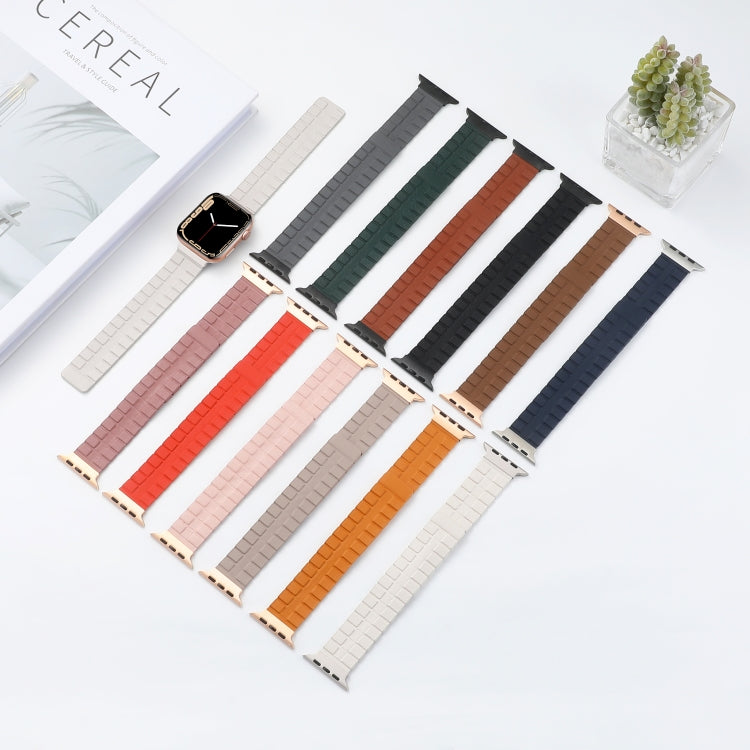 Square Two-section Leather Magnetic Watch Band For Apple Watch Ultra 49mm&Watch Ultra 2 49mm / Series 9&8&7 45mm / SE 3&SE 2&6&SE&5&4 44mm / 3&2&1 42mm(Starlight) by bashfashion
