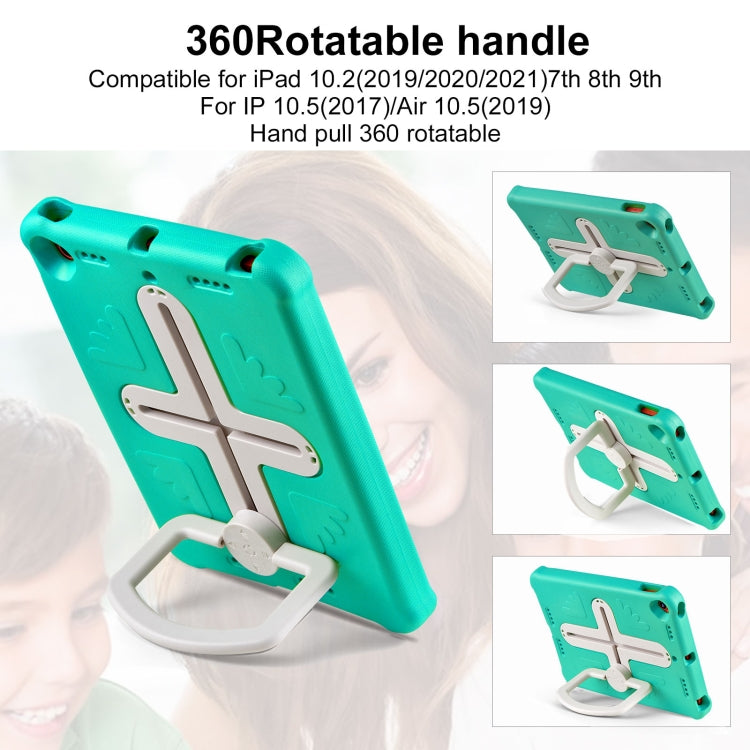 Shield 360 Rotation Handle EVA Shockproof PC Tablet Case For iPad 10.2 2019/2020/2021/Pro 10.5 2017/Air 2019 (Mint Green Beige) by bashfashion