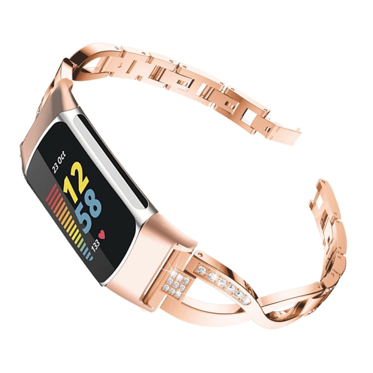 For Fitbit Charge 2 Diamond Metal Watch Band(Rose Gold) by bashfashion