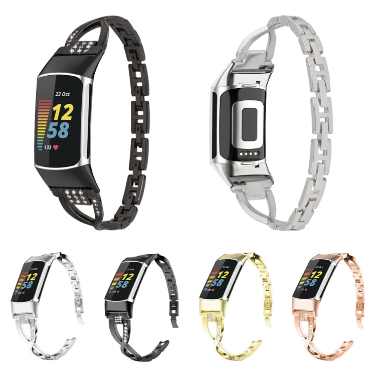 For Fitbit Charge 2 Diamond Metal Watch Band(Rose Gold) by bashfashion