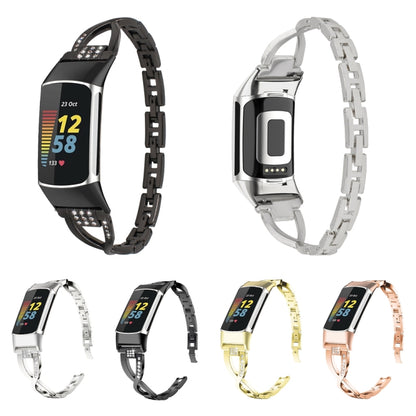 For Fitbit Charge 5 Diamond Metal Watch Band(Rose Gold) by bashfashion