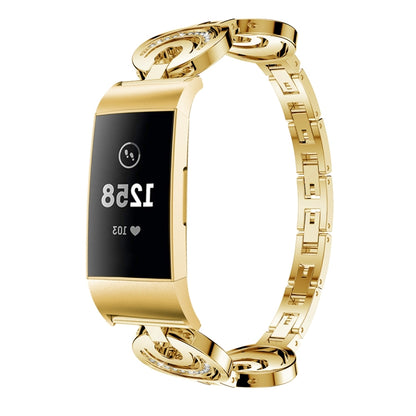 For Fitbit Charge 5 Sun Moon Star Diamond Metal Watch Band(Gold) by bashfashion