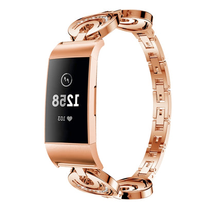 For Fitbit Charge 5 Sun Moon Star Diamond Metal Watch Band(Rose Gold) by bashfashion