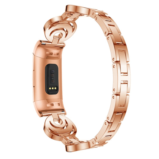 For Fitbit Charge 5 Sun Moon Star Diamond Metal Watch Band(Rose Gold) by bashfashion