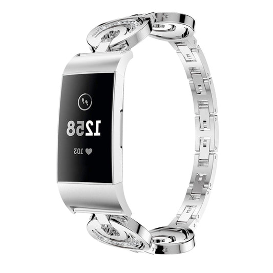 For Fitbit Charge 5 Sun Moon Star Diamond Metal Watch Band(Silver) by bashfashion