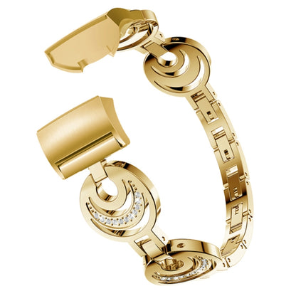 For Fitbit Charge 3 / 4 Sun Moon Star Diamond Metal Watch Band(Gold) by bashfashion